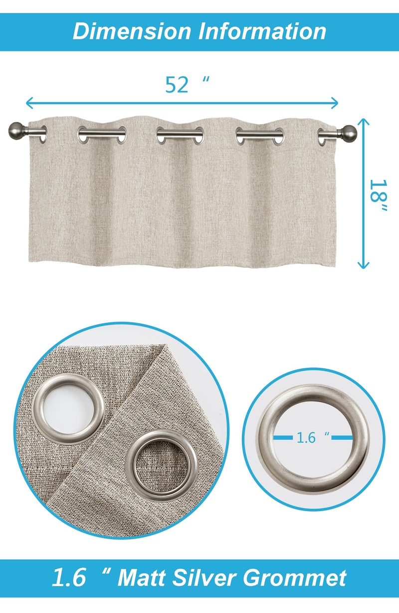 DecoHongDi 2 Blackout Valance,Grommets Window Curtain Valance for Window Top,Linen Textured Burlap Valence-52 Wx18 L Inches-Beige - Image 5